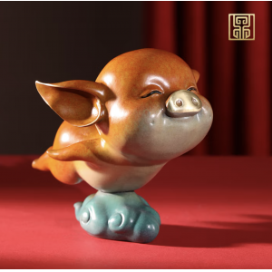 小飞猪铜摆件客厅办公室可爱生肖吉祥物工艺品乔迁开业生日礼品